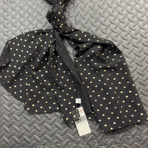 Buckle Womens Foil Polka Dot Scarf Black Gold Chiffon One Size 100% Polyester - Picture 2 of 6